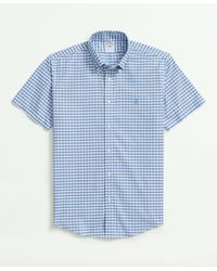 Brooks Brothers - Stretch Cotton Non-iron Oxford Polo Button Down Collar, Gingham Short-sleeve Shirt - Lyst