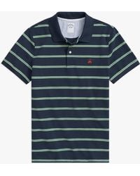 Brooks Brothers - Navy And Green Striped Golden Fleece Cotton Polo - Lyst