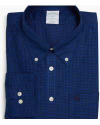 Brooks Brothers Camisa de sport corte slim Milano non-iron de Oxford con cuello button down - Azul