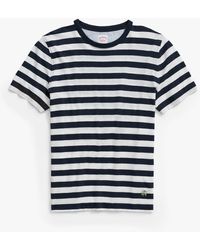 Brooks Brothers - T-shirt À Rayures Bleue Marine En Lin Et Coton - Lyst