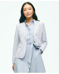 Brooks Brothers - Classic Striped Seersucker Jacket In Cotton Blend - Lyst