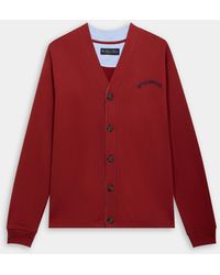 Brooks Brothers - V-Neck Cotton Cardigan With Logo Print - Lyst