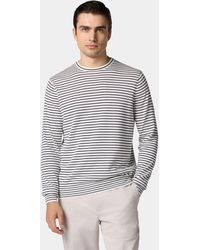 Brooks Brothers - Camiseta De Algodón, Lino Y Seda A Rayas Con Cuello Redondo - Lyst