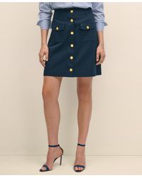 Brooks Brothers - Cotton Faille A-Line Skirt With Buttons - Lyst