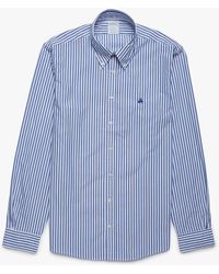 Brooks Brothers Camisa de sport corte slim Milano de paño y cuello button down - Azul