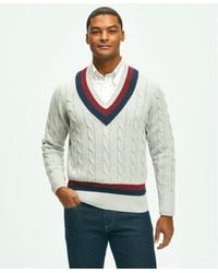 Brooks Brothers - Vintage-inspired Tennis V-neck Sweater In Supima Cotton - Lyst