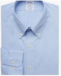 Brooks Brothers Camisa de vestir corte regular Regent non-iron de pinpoint con cuello button down - Azul
