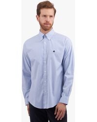 Brooks Brothers - Camisa Informal De Algodón Supima Elástico A Rayas Azules Non-iron Corte Regular Con Cuello Button Down - Lyst