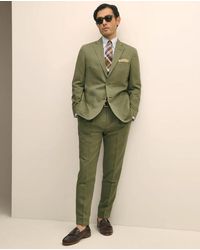 Brooks Brothers - Slim Fit Fine Twill Washed Linen-Cotton Single-Pleat Suit Pants - Lyst