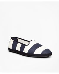Brooks Brothers Striped Canvas Flats - Blue