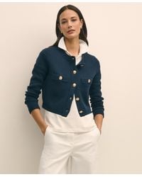 Brooks Brothers - Cotton Sweater Jacket With Buttons - Lyst