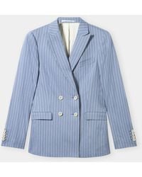 Brooks Brothers - Pinstripe Linen Blend Double-Breasted Blazer - Lyst
