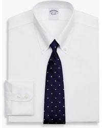 Brooks Brothers - White Slim Fit Non-iron Stretch Supima Cotton Twill Dress Shirt With Button Down Collar - Lyst