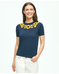 Brooks Brothers - Sunflower Embroidered Shell In Supima Cotton Sweater - Lyst