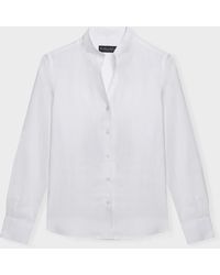 Brooks Brothers - Slim Fit Linen Shirt With Stand Collar - Lyst