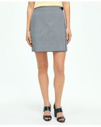 Brooks Brothers - Gingham Wrap Skirt In Bi-stretch Cotton Twill - Lyst