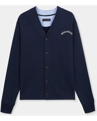 Brooks Brothers - V-Neck Cotton Cardigan With Logo Print - Lyst