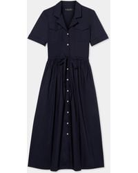Brooks Brothers - Belted Cotton Midi Shirt Dress With Pockets - Lyst