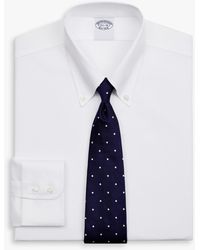 Brooks Brothers - White Regular Fit Non-iron Stretch Supima Cotton Twill Dress Shirt With Button Down Collar - Lyst