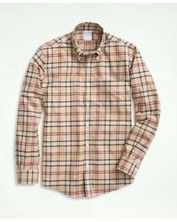 Brooks Brothers - Stretch Supima Cotton Non-iron Twill Polo Button Down Collar, Tartan Shirt - Lyst