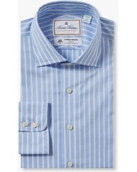 Brooks Brothers - Camisa De Vestir Azul Claro De Corte Slim En Lino Y Algodón Con Cuello Inglés Abierto - Lyst