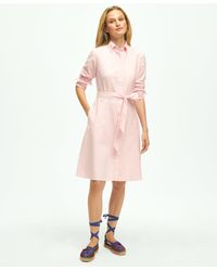 Brooks Brothers - Cotton Oxford Belted Shirt Dress - Lyst