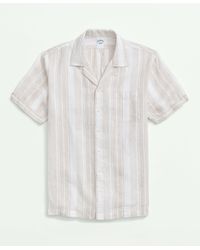 Brooks Brothers - Irish Linen Short Sleeve Camp Collar Striped Sport Shirt - Lyst
