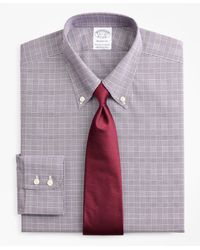Brooks Brothers - Stretch Milano Slim-fit Dress Shirt, Non-iron Royal Oxford Button-down Collar Glen Plaid - Lyst