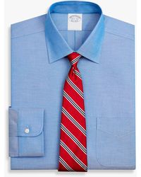 Brooks Brothers - Camicia Blu Medio Con Vestibilità Tradizionale Non-iron In Cotone Supima Elasticizzato Con Collo Ainsley - Lyst
