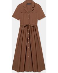 Brooks Brothers - Belted Cotton Midi Shirt Dress With Pockets - Lyst