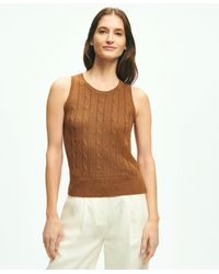 Brooks Brothers - Cable Knit Shell In Linen Sweater - Lyst