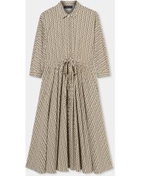 Brooks Brothers - Printed Drawstring Midi Dress - Lyst