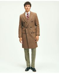 Brooks Brothers - Wool Blend Double-faced Double Breasted Herringbone Overcoat - Lyst