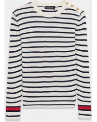 Brooks Brothers - Striped Crewneck Sweater With Logo Buttons - Lyst