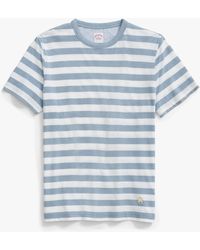 Brooks Brothers - Blue Striped Linen And Cotton T-shirt - Lyst