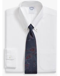Brooks Brothers - Camisa De Vestir De Algodón Elástico Blanco Non-iron Corte Regular Con Cuello Button Down - Lyst