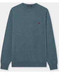 Brooks Brothers - Lambswool Crewneck Sweater With Logo - Lyst