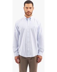 Brooks Brothers - Camisa Informal De Algodón Elástico A Rayas Azul Claro Non-iron Corte Regular Con Cuello Button Down - Lyst