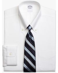 Brooks Brothers - Weißes Slim-fit Non-iron Pinpoint-anzughemd Mit Button-down-kragen - Lyst