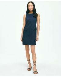 Brooks Brothers - Crewneck Shift Dress In Basketwoven Cotton - Lyst