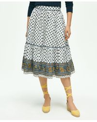 Brooks Brothers - Floral Paisley A-line Tiered Skirt In Cotton - Lyst