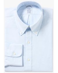 Brooks Brothers - Light Blue Regular Fit Non-iron Stretch Cotton Shirt With Button-down Collar - Lyst