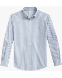 Brooks Brothers - Camisa Informal Para Hombre Friday Azul De Corte Regular En Oxford A Rayas Con Cuello De Polo Button Down - Lyst
