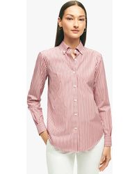 Brooks Brothers - Camisa De Algodón Supima Elástico Rosa Non-iron Corte Clásico Con Cuello Button Down - Lyst