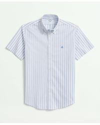 Brooks Brothers - Stretch Cotton Non-iron Oxford Polo Button Down Collar, Striped Short-sleeve Shirt - Lyst