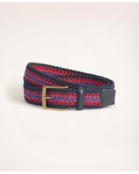 Brooks Brothers Stretch Woven Leather Tab Belt - Blue