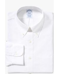 Brooks Brothers - Weißes Regular Fit Non-iron Hemd Aus Stretch-baumwolle Mit Button-down-kragen - Lyst