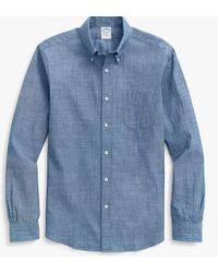 Brooks Brothers Camisa de sport corte slim Milano de cambray y cuello button down - Azul