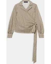 Brooks Brothers - Optical Wrap Cotton Blouse - Lyst