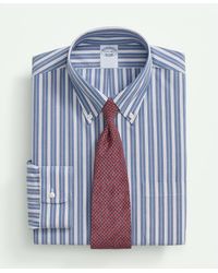 Brooks Brothers - Stretch Supima Cotton Non-iron Poplin Polo Button Down Collar, Striped Dress Shirt - Lyst